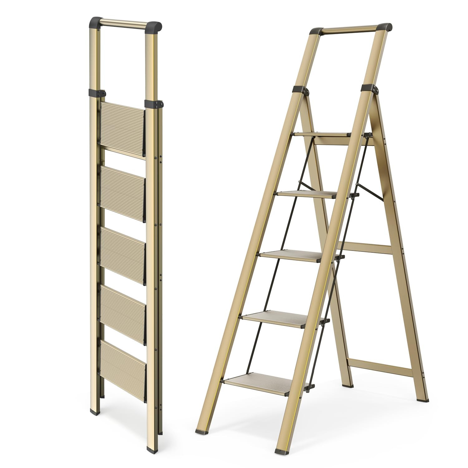 WOA WOA 5 Step Ladder, Ladders for Home, Anti-Slip Pedals, Aluminum Step Stool Foldable, Lightwei... | Amazon (US)