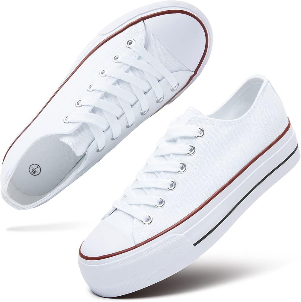 hash bubbie Womens Platform Shoes White Platform Sneakers Black Low Top Tennis Shoes Lace up Fash... | Amazon (US)