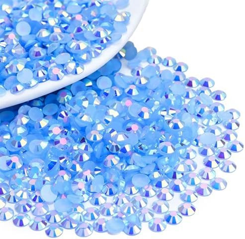 2000PCS 5mm Resin Flatback Rhinestone, Light Blue/Sky Blue AB Flatback Jelly Resin Rhinestones fo... | Amazon (US)