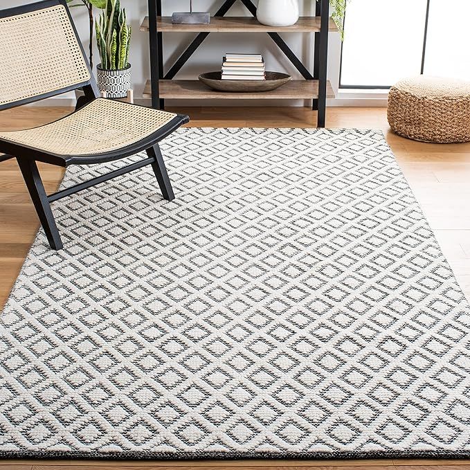 SAFAVIEH Vermont Collection Area Rug - 9' x 12', Ivory & Black, Handmade Wool, Ideal for High Tra... | Amazon (US)
