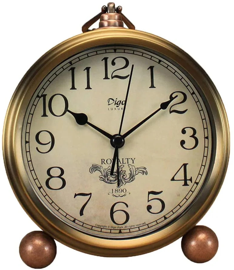 SAYTAY Golden Table Clock, Retro Vintage Non-Ticking Table Desk Alarm Clock Battery Operated Sile... | Walmart (US)