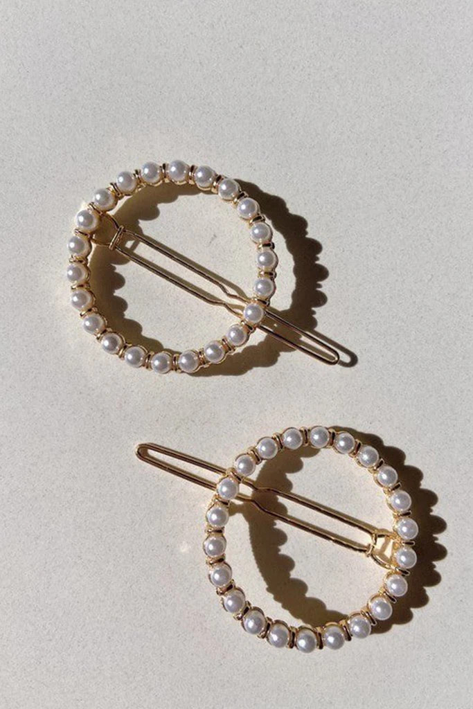 Pearl Circle Hairclip Set - Gold | Petal & Pup (US)