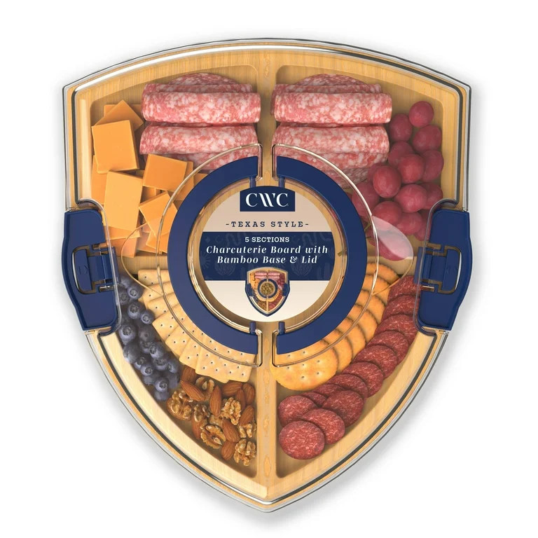Cook With Color Texas Shield Shaped Charcuterie Board with Cover \u2013 5 Compartments, Bamboo wi... | Walmart (US)