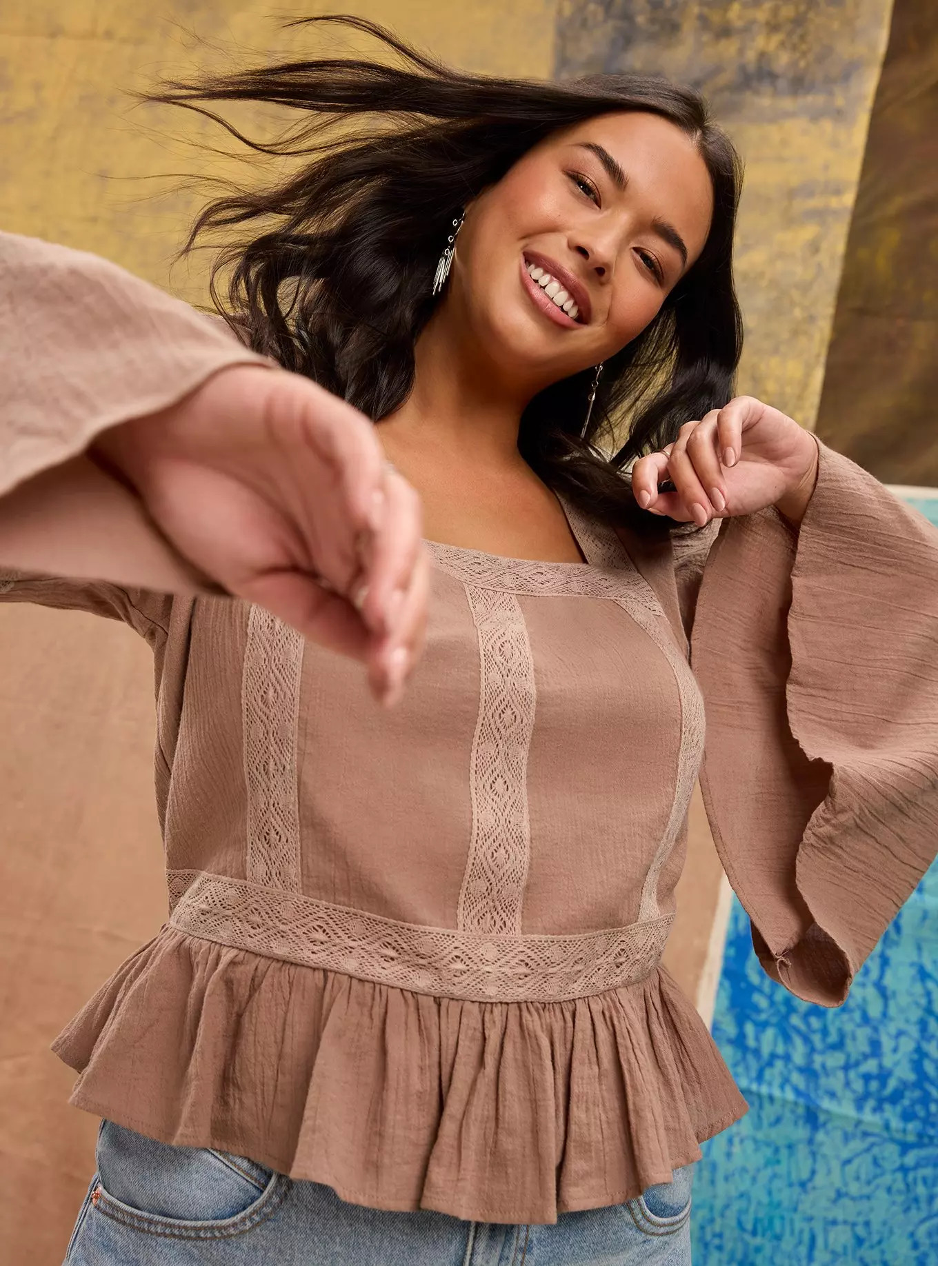 Festi Peplum Bell Sleeve Top | Torrid (US & Canada)