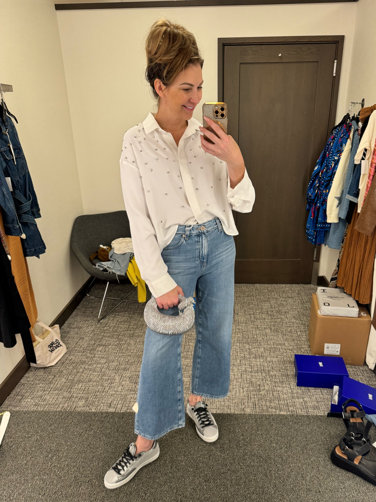 Casual cool & versatile outfit — that’s giving Jenna Lyons from RHONY! Crystal embellished button down with jeans, sneakers, and a statement sparkly bag!



#LTKSaleAlert #LTKOver40 #LTKxNSale