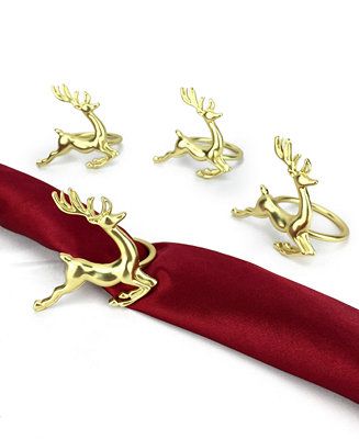 Martha Stewart Collection Deer Napkin Rings, Set of 4, Created for Macy's & Reviews - Table Linen... | Macys (US)