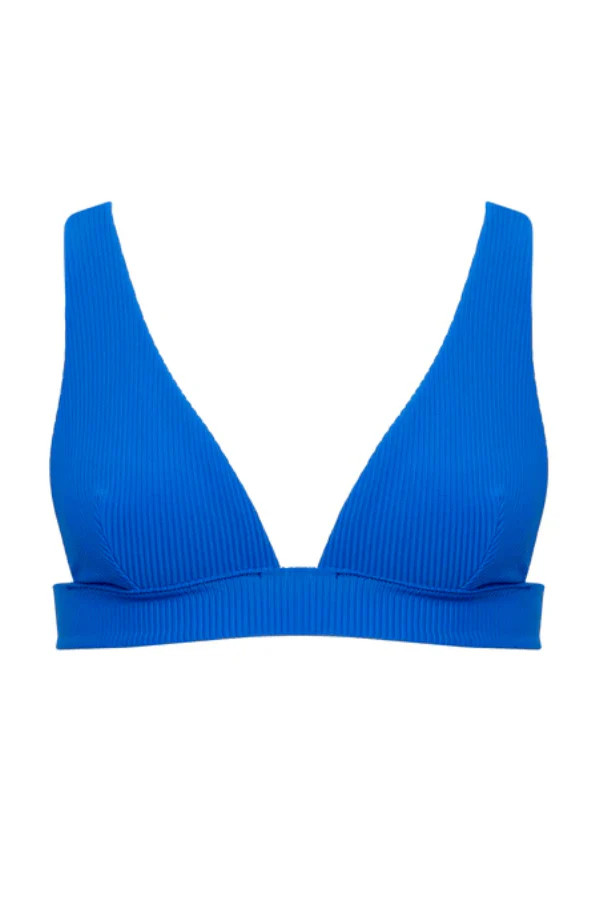 Lucerne Plunge Bikini Top - Blue | Chérie Amour