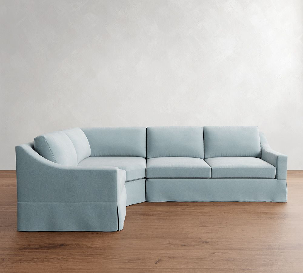 York Slope Arm Slipcovered 3-Piece Wedge Sleeper Sectional (117") | Pottery Barn (US)