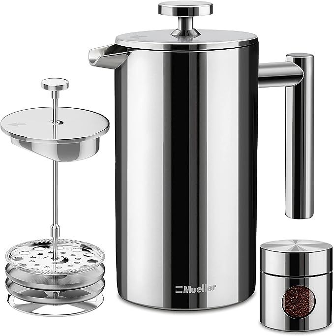 Mueller French Press Double Insulated 304 Stainless Steel Coffee Maker 4 Level Filtration System,... | Amazon (US)