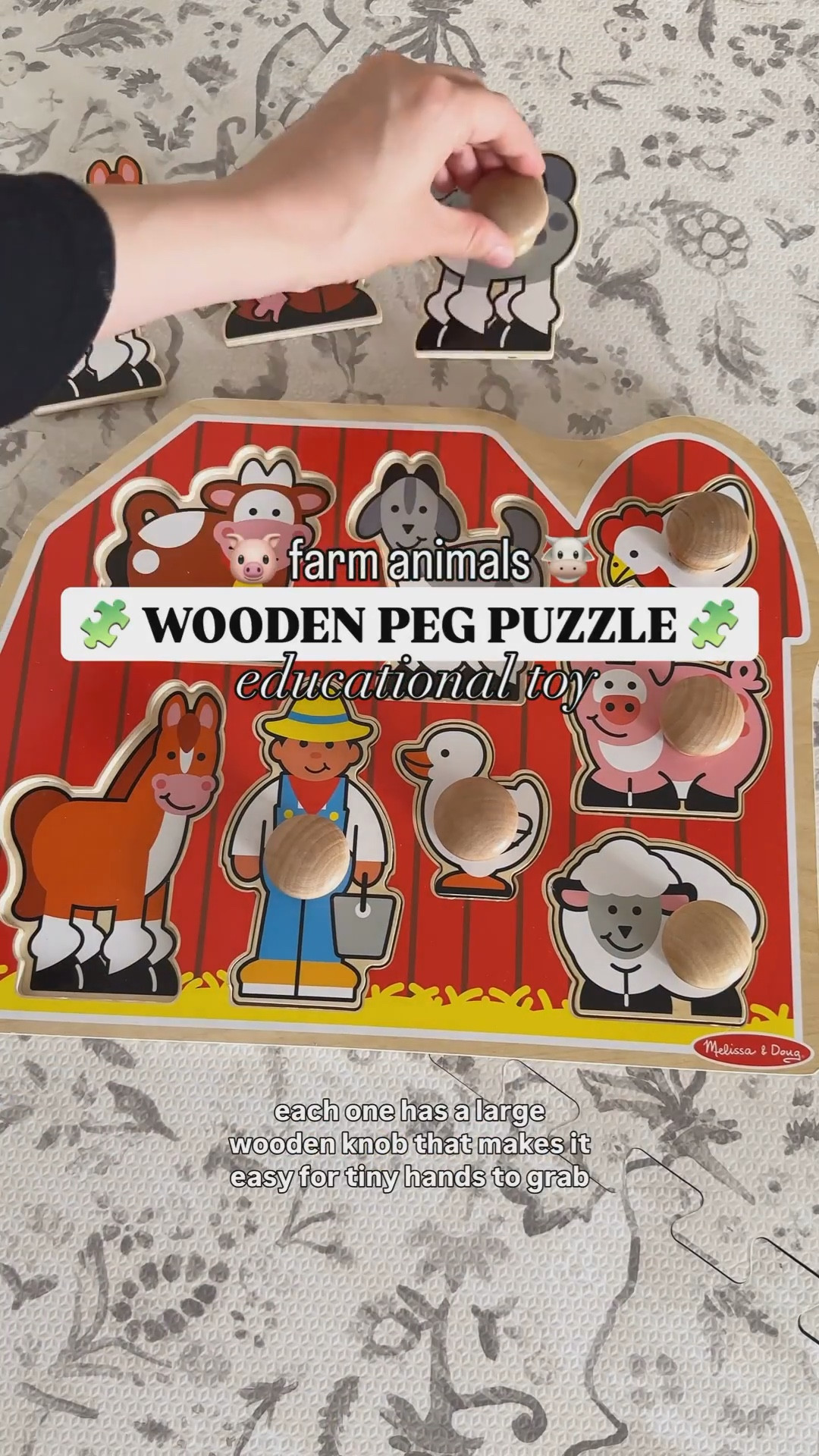 wooden peg puzzle 🐷🐓🐴🐮

It’s perfect for little hands✨ chunky pieces with big knobs, colorful matching pictures underneath, and so much fun while building fine motor skills, hand-eye coordination, and color recognition. Screen-free play that keeps them learning and entertained!

#LTKBaby #LTKKids