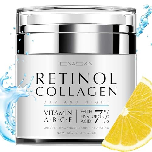 Retinol Anti Aging Face Moisturizer: Wrinkle Cream for Women & Men, Collagen & 7% Hyaluronic Acid - Facial Tightening & Neck Firming Cream - Day & Night Skin Care, 1.7 fl oz | Amazon (US)
