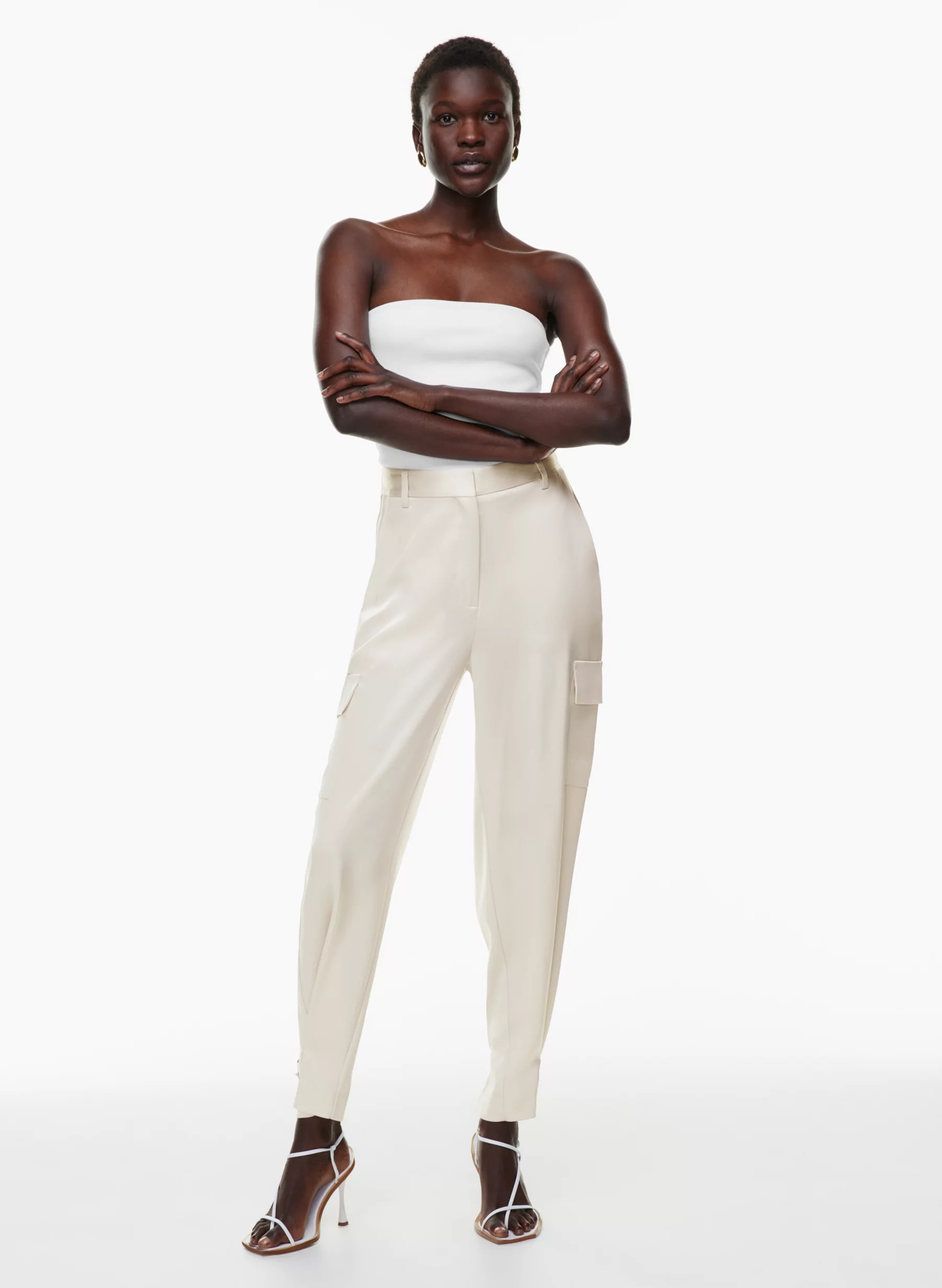 REFINED SATIN CARGO PANT | Aritzia