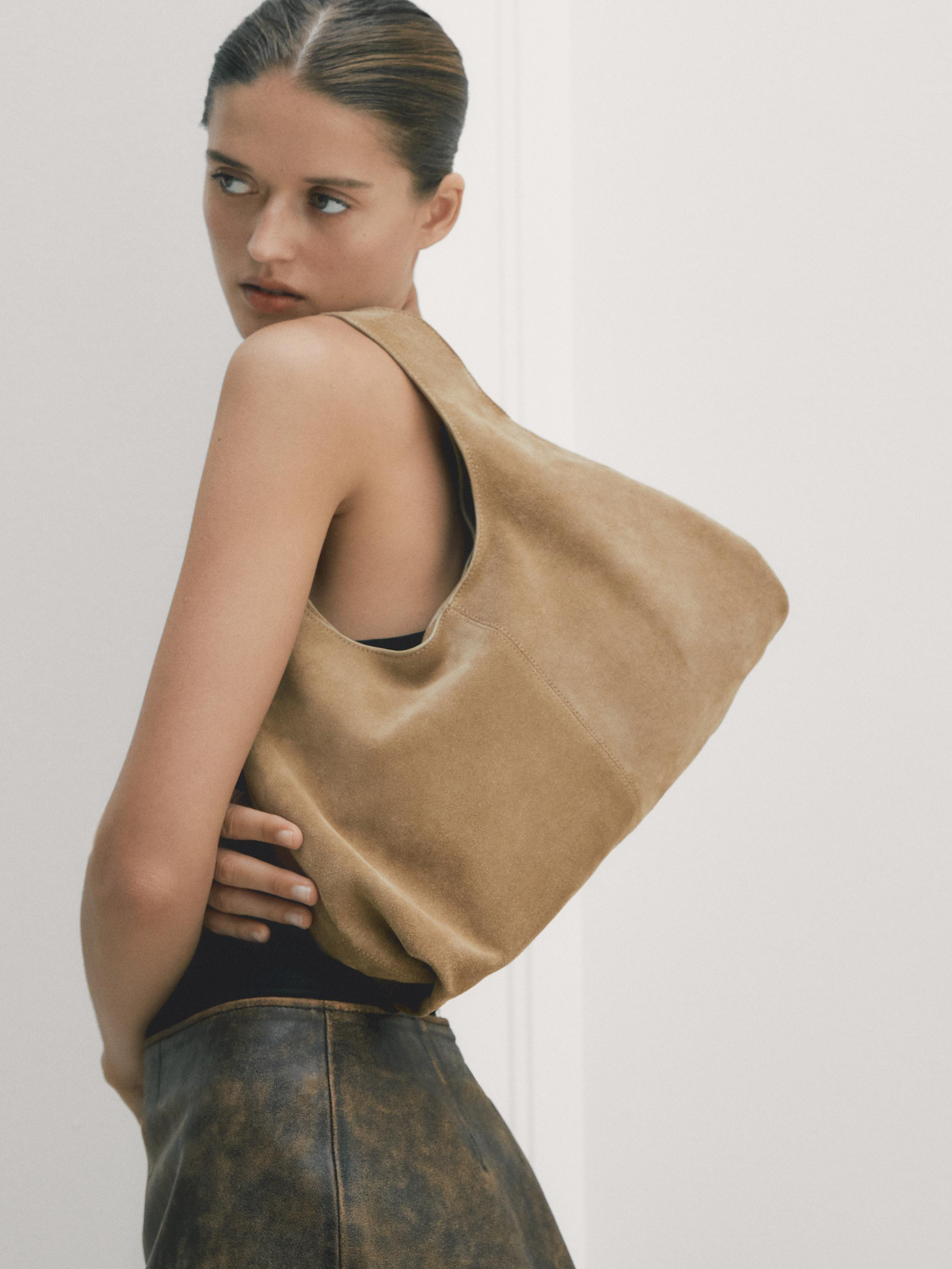 Medium split leather lady bag | Massimo Dutti UK