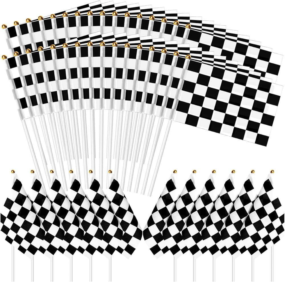 30Pcs Checkered Black and White Racing Stick Flag Small Mini Hand Held Race Car Flags Party Decor... | Amazon (US)