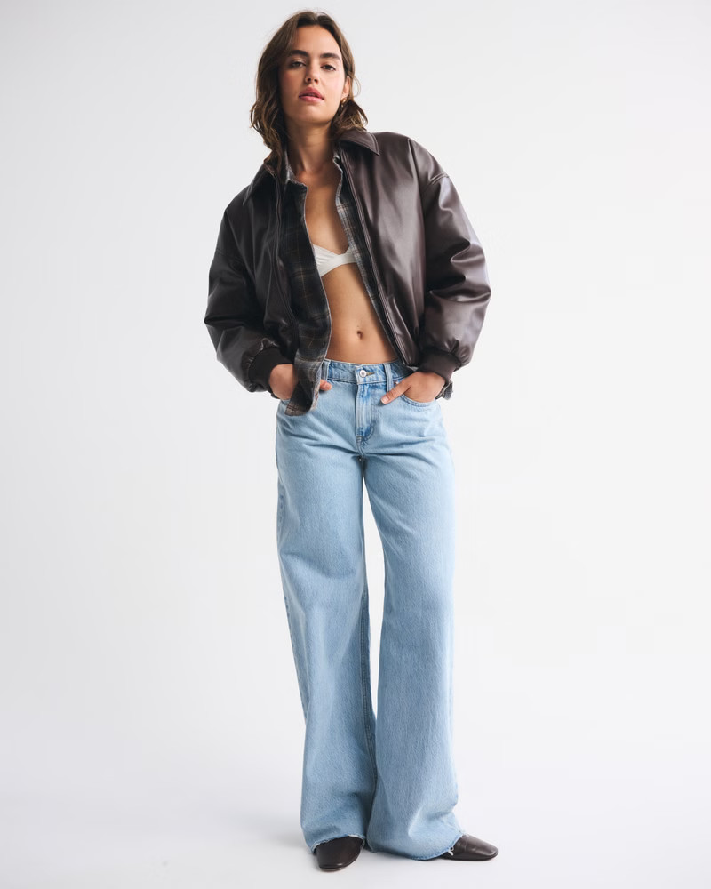 Women's Vegan Leather Bubble Hem Coat | Women's Coats & Jackets | Abercrombie.com | Abercrombie & Fitch (US)