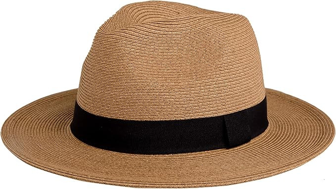 Pineapple&Star Sun Straw Fedora Beach Hat Fine Braid UPF50+ for Both Women Men | Amazon (US)
