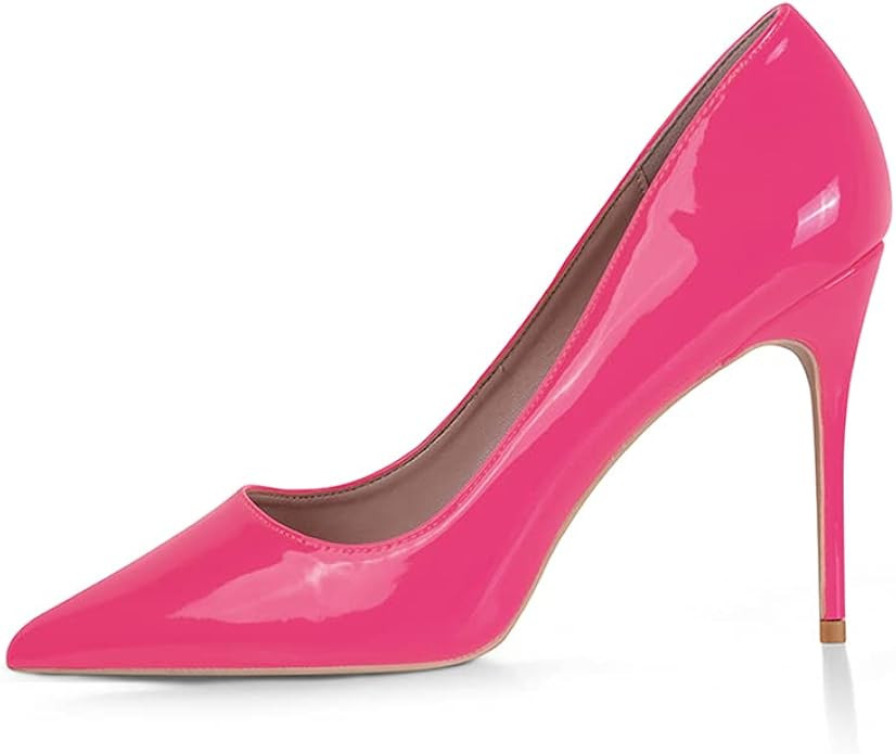 Elisabet Tang High Heels, Womens Pointed Toe Slip on Stilettos Party Wedding Pumps Basic Shoes | Amazon (US)