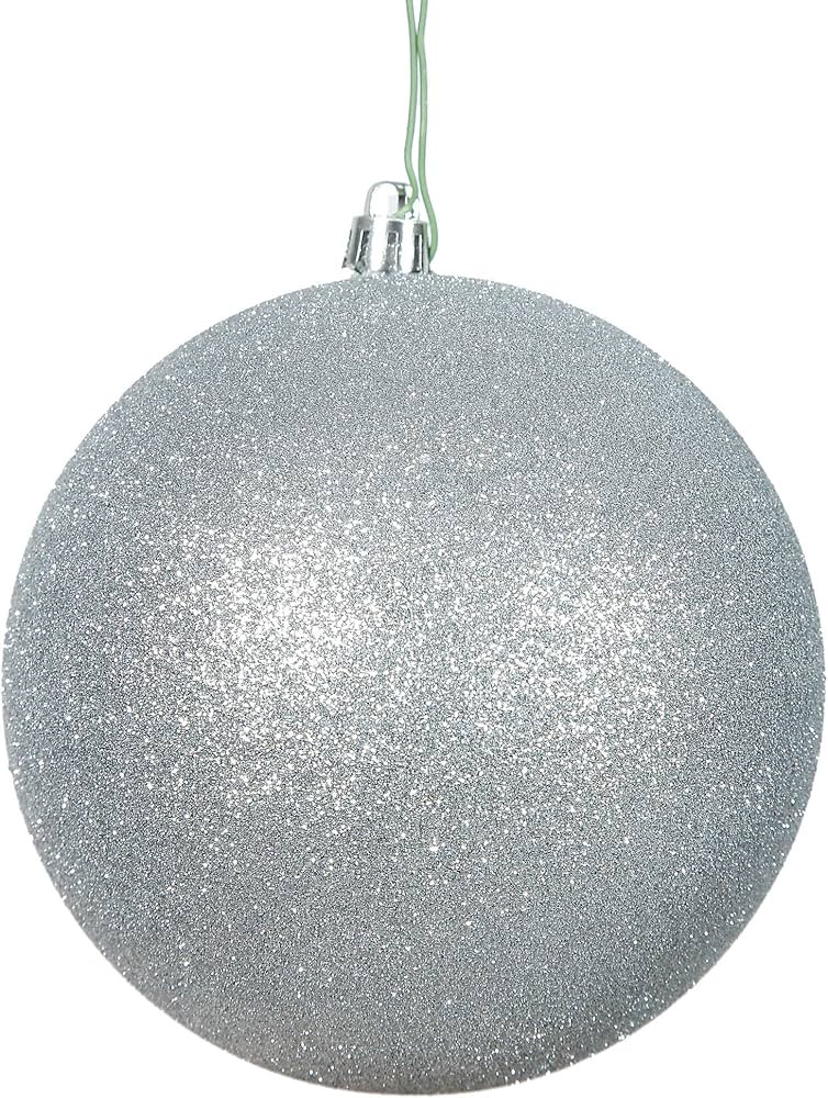 Vickerman 4" Silver Glitter Ball Ornament - 6 per Bag - Shatterproof - Reliable and Ready to Hang... | Amazon (US)