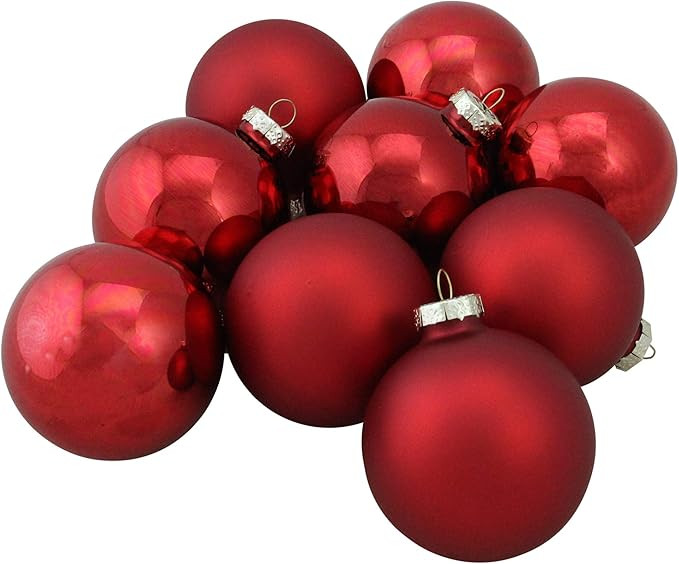 NORTHLIGHT 9ct Red 2-Finish Christmas Ball Ornaments 2.5" (65mm) | Amazon (US)