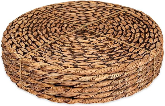 CENBOSS Woven Placemats (13.5" Set of 6, Brown Wash) Round Placemat, Wicker Place mats, Rattan Pl... | Amazon (US)