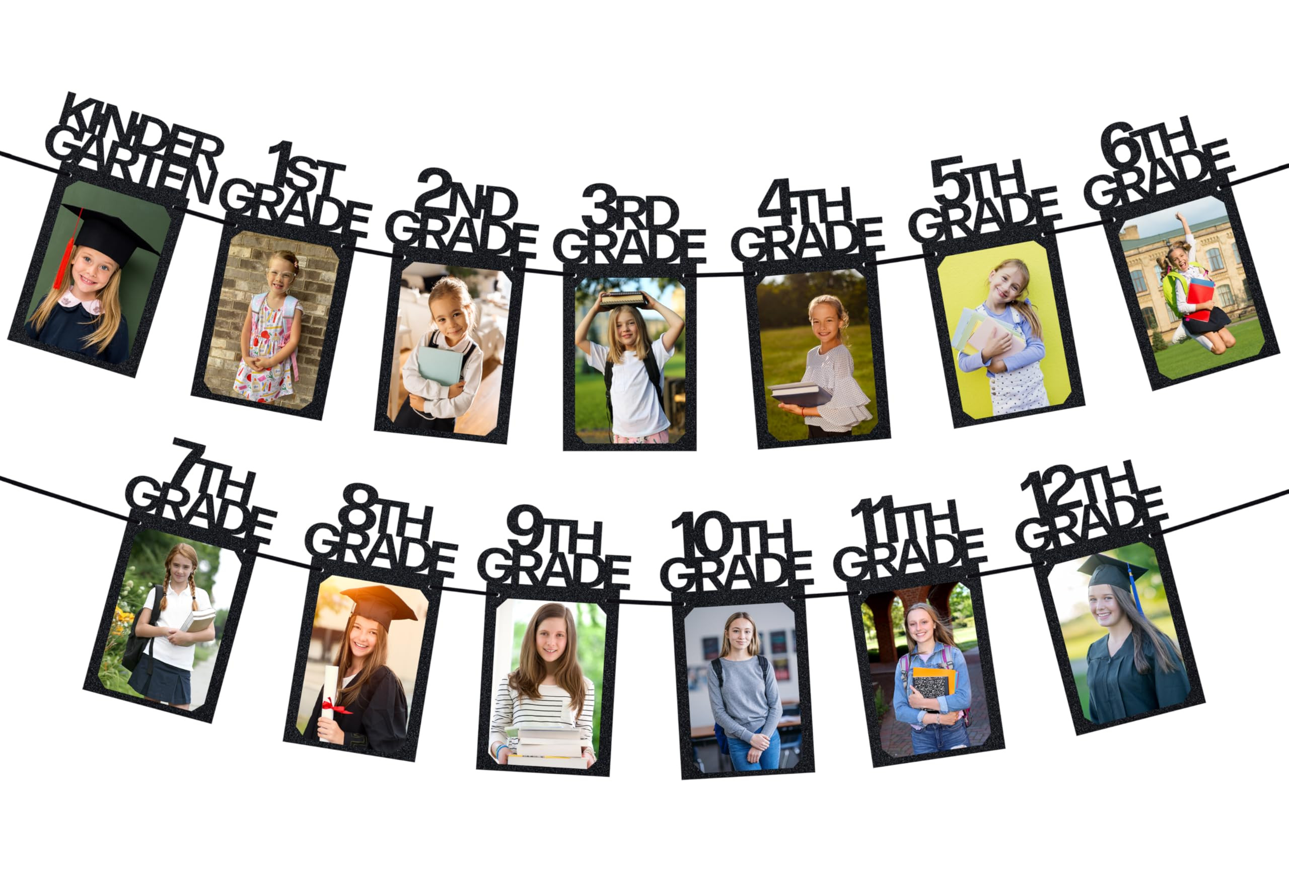 PartyHooman Graduation Photo Banner K-12, Kindergarten to 12th Grade for Middle/Junior, High/Seni... | Amazon (US)