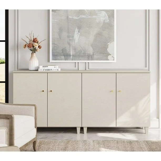 WAMPAT 2-in-1 Extra Storage Cabinets with Doors, Beige Wood Accent Cabinet Kitchen Sideboard Buff... | Walmart (CA)