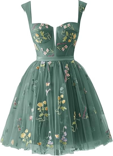 Basgute Tulle Short Homecoming Dresses for Teens Mini Flower Embroidery Prom Dress 2023 Fairy For... | Amazon (US)