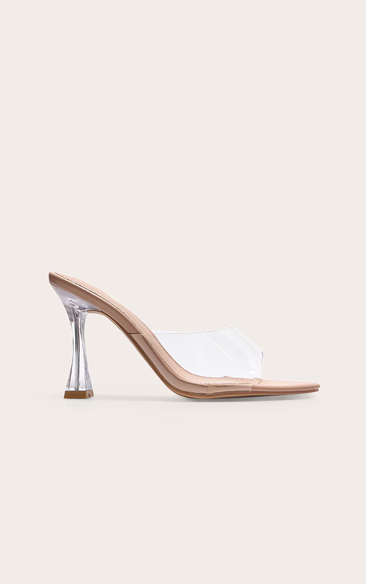 Clear Wide Fit PU Round Toe High Heeled Mules | PrettyLittleThing US