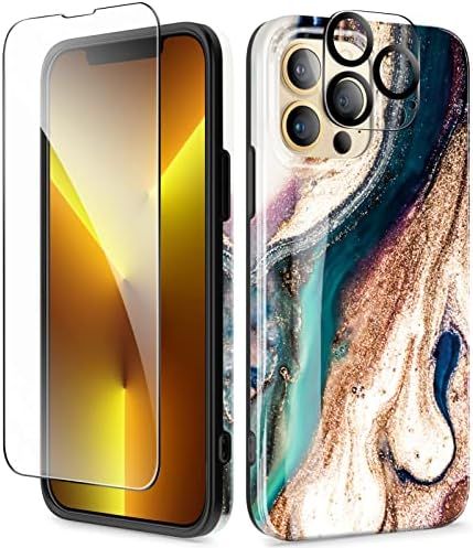 GVIEWIN for iPhone 13 Pro Max Case 6.7 Inch 2021, Ultra Slim Thin Glossy Marble Stylish Cover Soft T | Amazon (US)