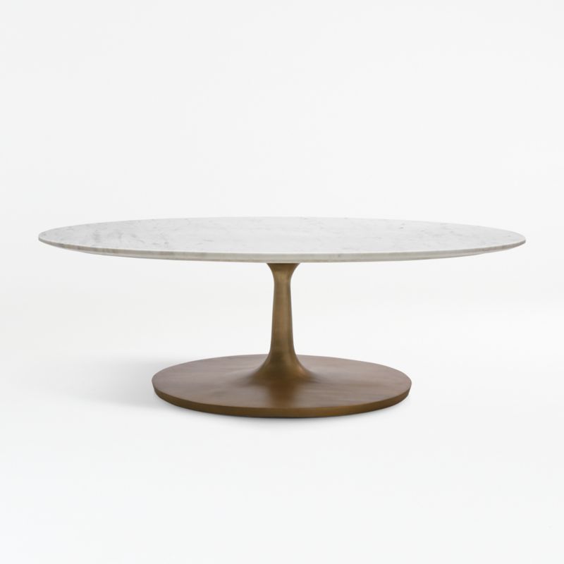 Nero White Marble and Brass Base 50" Oval Coffee Table + Reviews | Crate & Barrel | Crate & Barrel