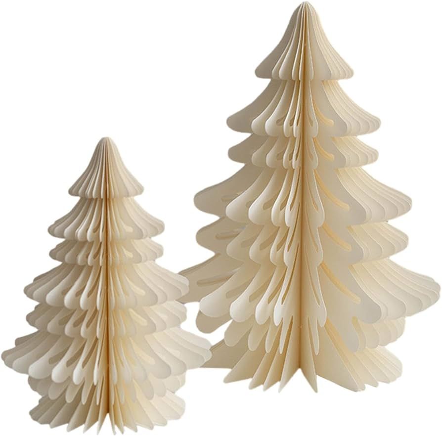 Paper Christmas Trees, 2pcs Christmas Tissue Paper Tree Ornament, Multilayer Texture Honeycomb Ch... | Amazon (US)