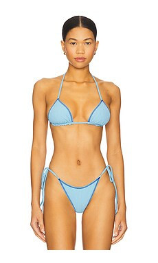 Frankies Bikinis Nick Ribbed Bikini Top in Blue Vanilla from Revolve.com | Revolve Clothing (Global)