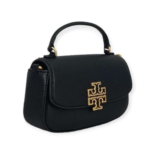 Tory Burch Britten Mini Top Handle Leather Crossbody Bag (Black) | Amazon (US)