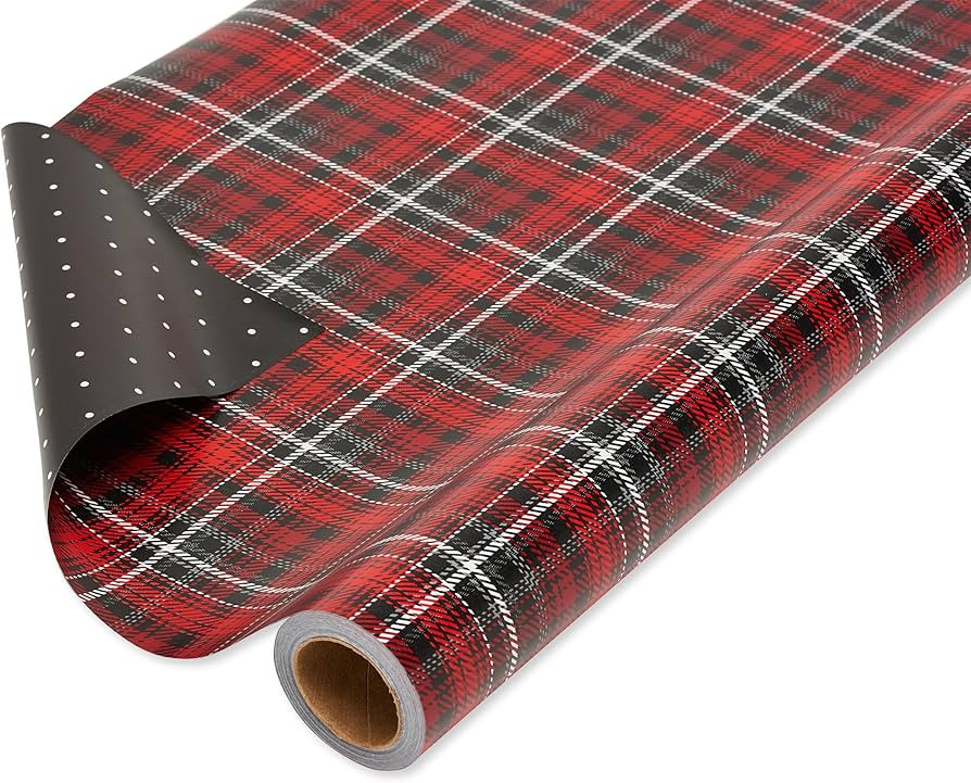 American Greetings Jumbo Reversible Wrapping Paper Roll for Christmas, Red and Black Holiday Gift... | Amazon (US)
