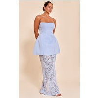 Shape Powder Blue Structured A Line Lace Hem Maxi Dress | PrettyLittleThing US