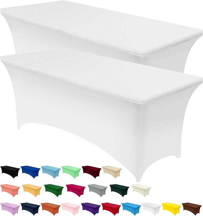 Utopia Kitchen Spandex Tablecloth 2 Pack [6FT, White] Tight, Fitted, Washable and Wrinkle Resista... | Amazon (US)