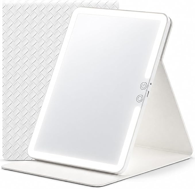 Travel Makeup Mirror with Lights, Portable Lighted Vanity Mirror with 100 LED, Rechargeable, Fold... | Amazon (US)
