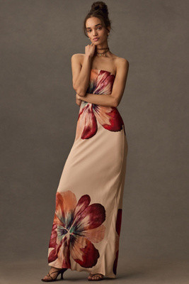 The Delilah Strapless Satin Maxi Slip Dress | Anthropologie (US)