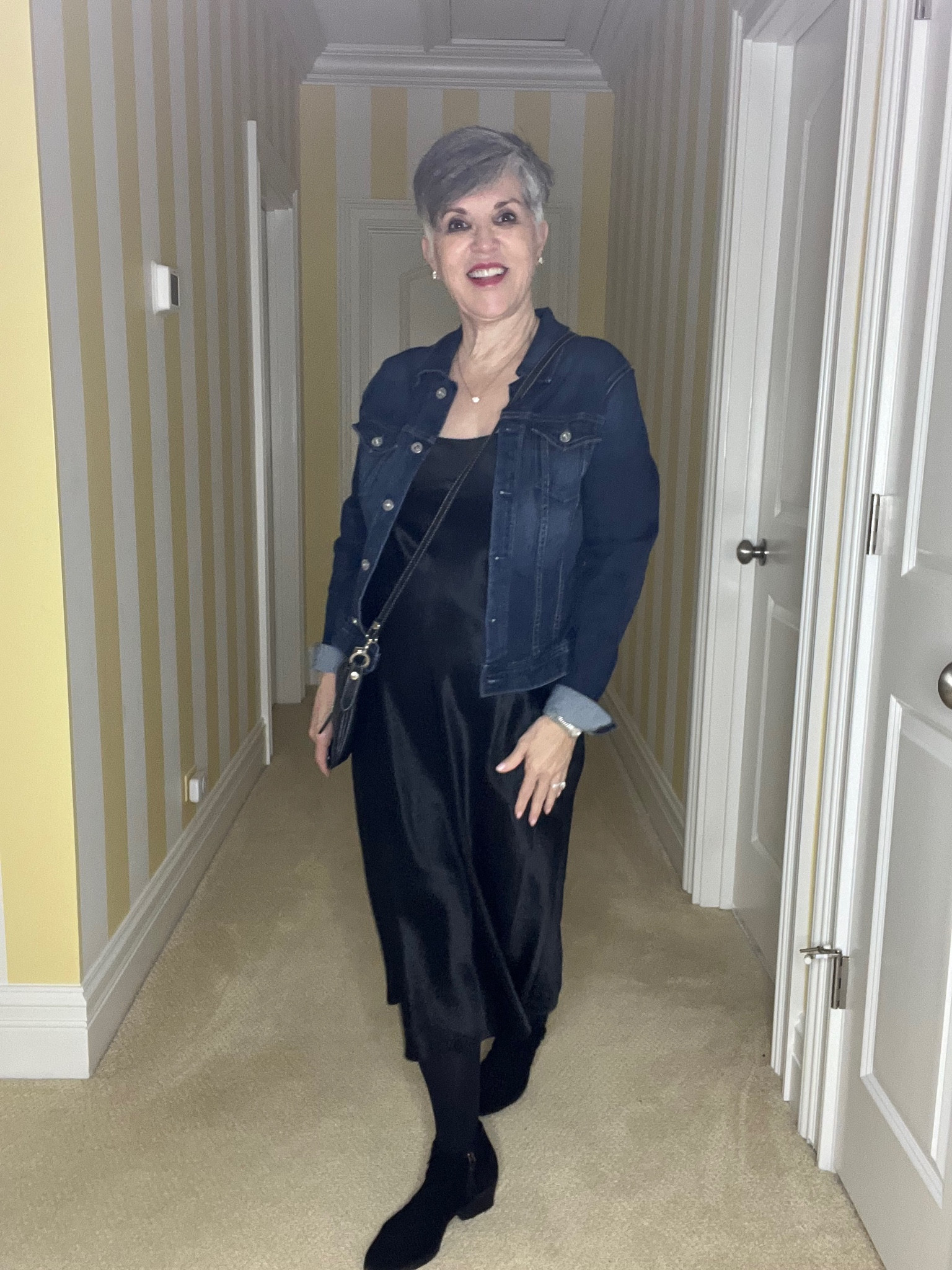 Great slip dress (2 listed ⬇️), jeans jacket, booties, tights
#ltkunder50
#ltkover50
#ltkworkwear#LTKMostLoved

#LTKsalealert #LTKSeasonal