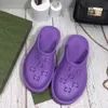 Women's Slip-on Slippers Sandals Cut-Out Letters Rubber Designer Mules Platform Flat Two Models L... | DHGate