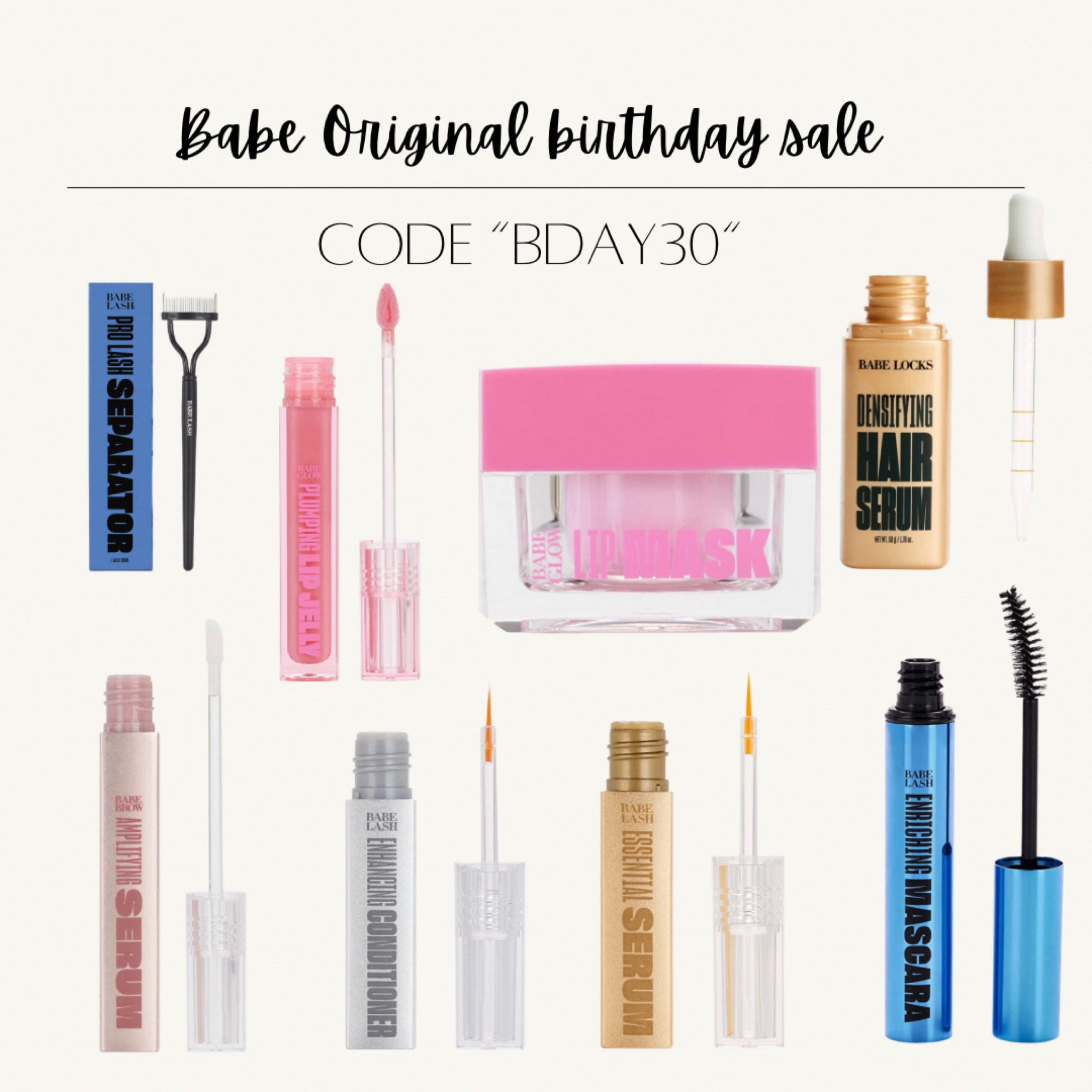 Babe Original birthday sale! Use code BDAY30 for 30% off site wide. I love their lash growth serum and plan to try their lip plump jelly and mascara  

#LTKsalealert #LTKGiftGuide #LTKbeauty