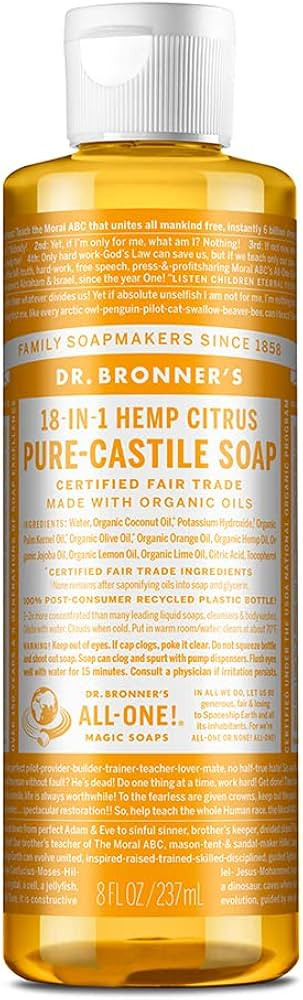 Dr. Bronner's - Pure-Castile Liquid Soap (Citrus, 8 ounce) - Made with Organic Oils, 18-in-1 Uses... | Amazon (US)