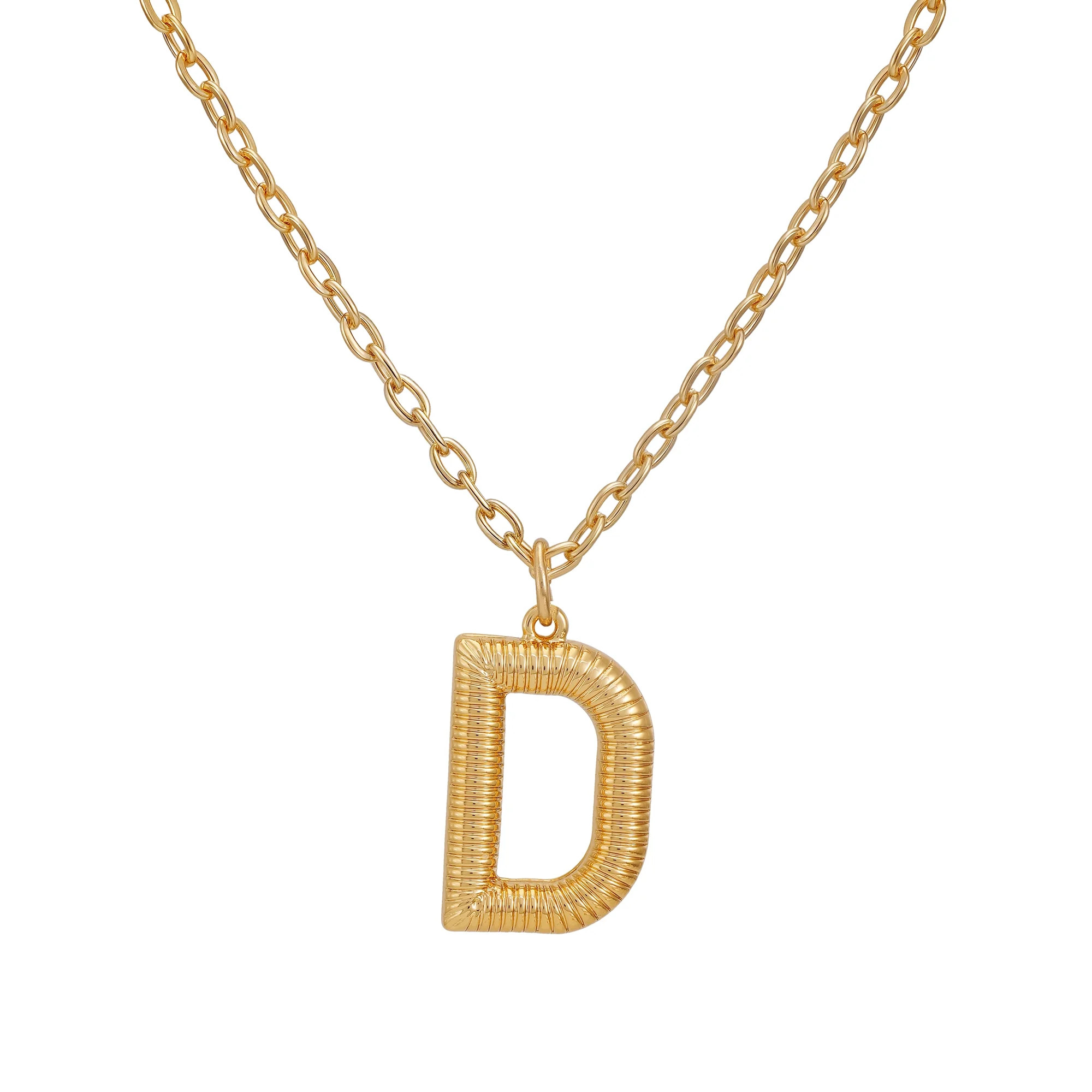 Time and Tru Women's Goldtone Initial D Necklace with Giftable Pouch - Walmart.com | Walmart (US)