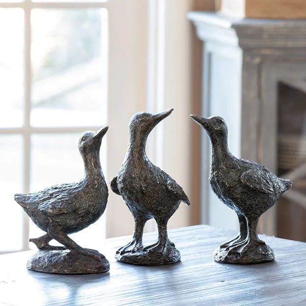 Forged Copper Duck Statue Set of 3 | Antique Farm House