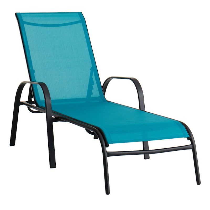 Stackable Teal Sling Patio Chaise Lounge Chair | At Home