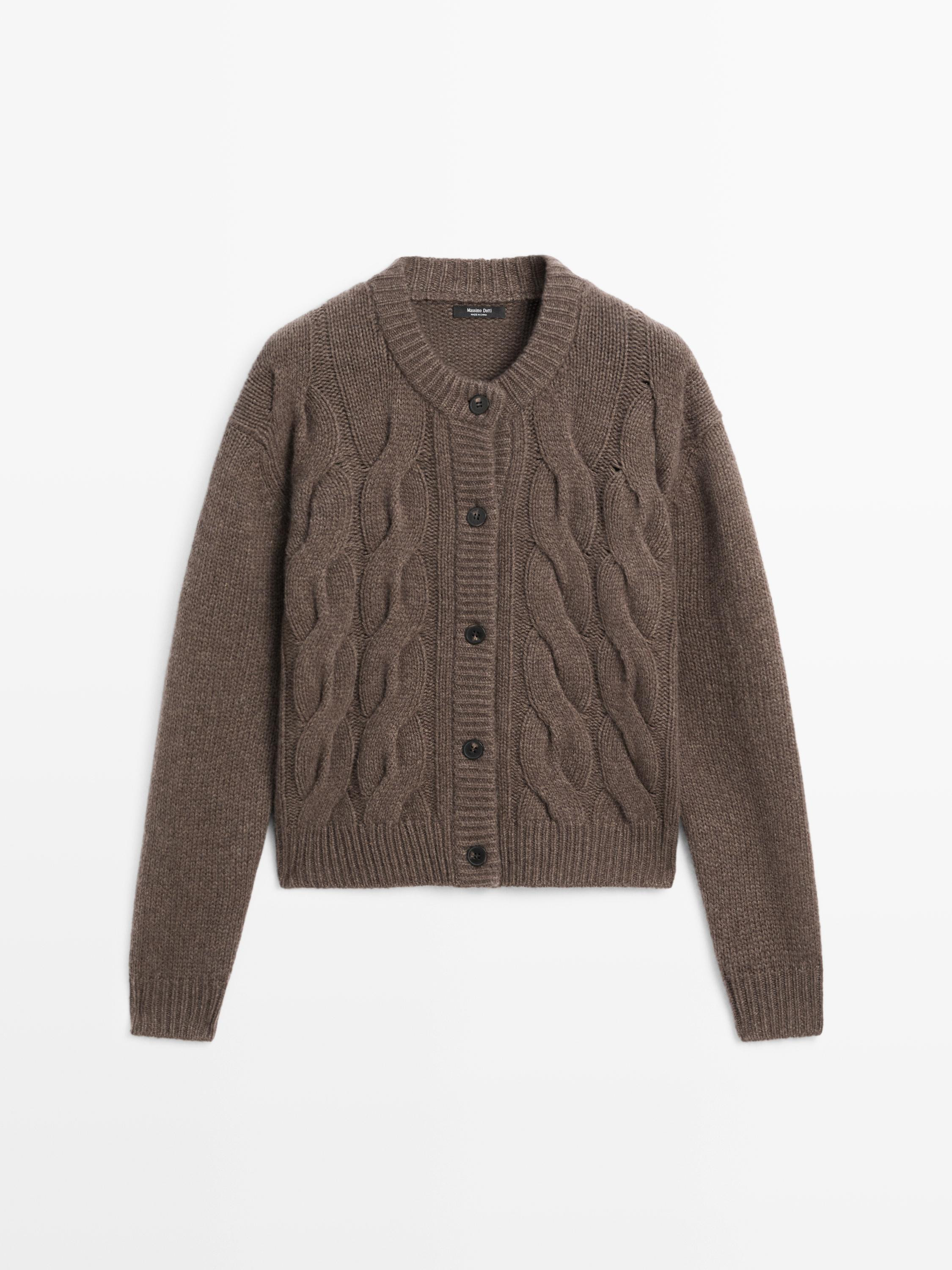 Wool blend cable-knit cardigan | Massimo Dutti US