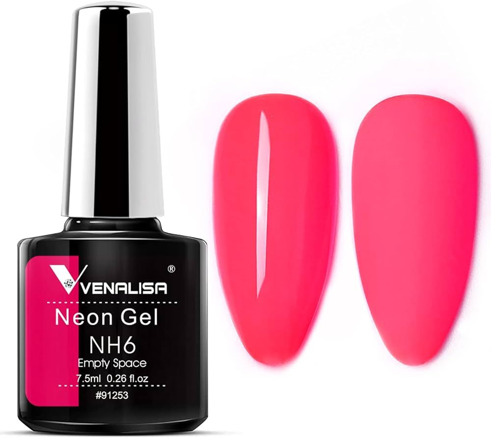 VENALISA Neon Gel Nail Polish，Summer Bright Neon Poppy Pink Color Soak Off Gel Polish Nail Art ... | Amazon (US)