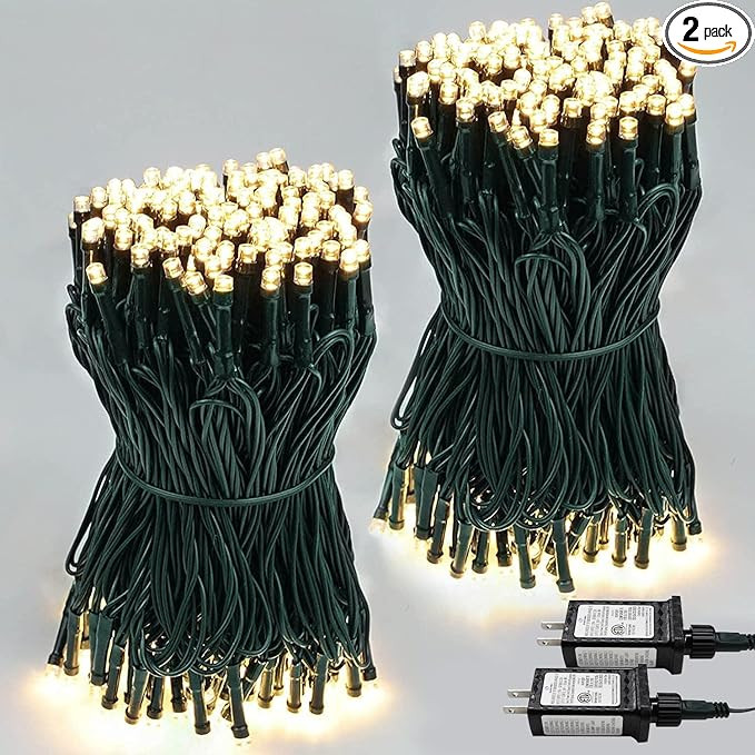 2-Pack 66FT 200 LED Christmas Lights, 13 Modes Extendable Christmas Tree Lights with Timer & Memo... | Amazon (US)