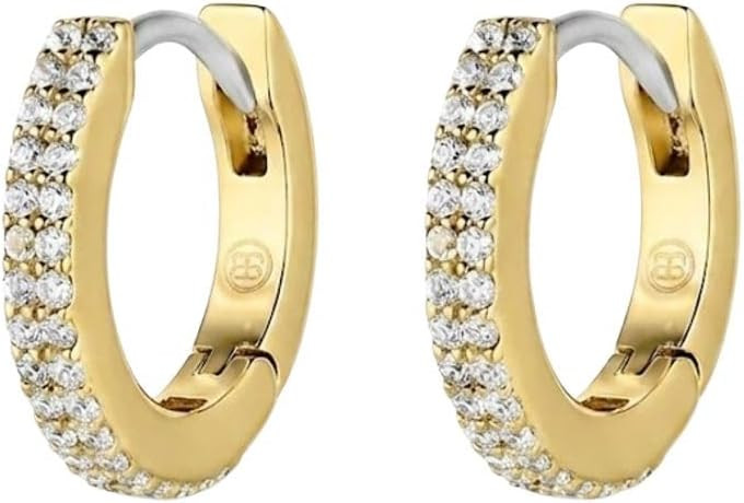 gorjana - Wilder Shimmer Bar Huggies 9/16" - 18k Gold Plated - Sparkling Design with Cubic Zircon... | Amazon (US)