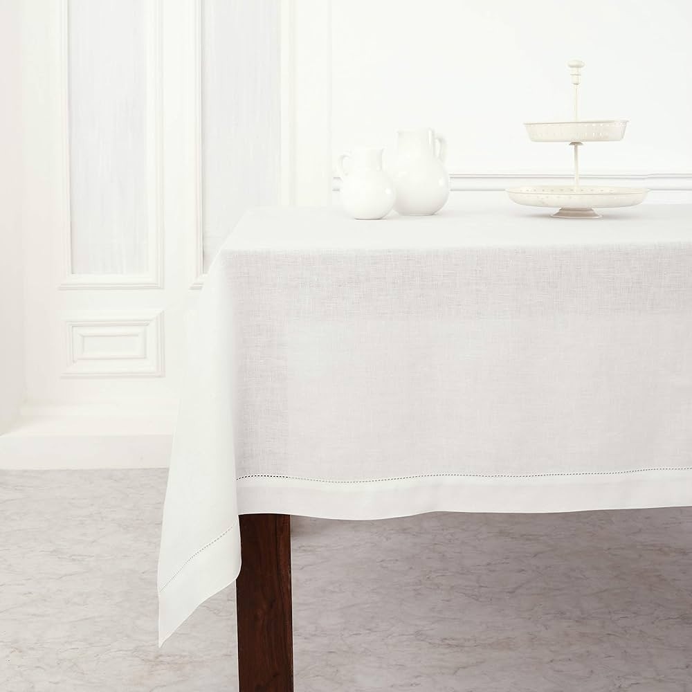 Solino Home Linen Tablecloth 60 x 108 Inch – White, 100% Pure Linen Rectangle Tablecloth for Su... | Amazon (US)